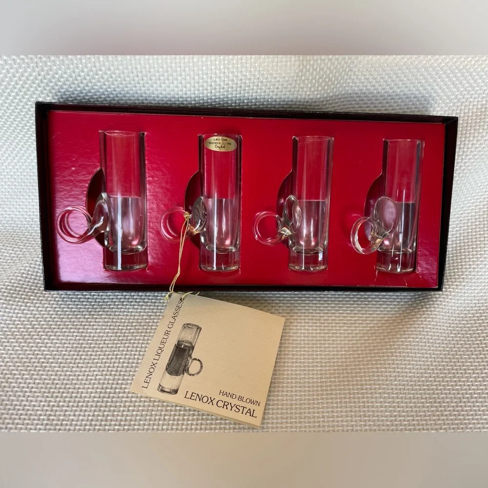 Lenox Crystal Vintage Hand Blown Liqueur Glasses In Original Box set of 4